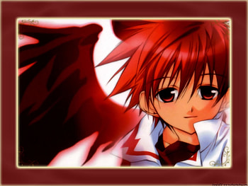 You're Here..., wings, dn angel, angel, feather, melancholy, anime, red, diasuke, dna HD wallpaper