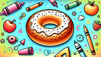 Creative Bagel Illustration, bagel, doughnut, colorful, pencil, apple HD wallpaper