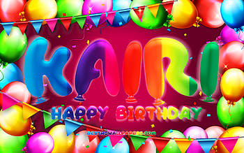 Happy Birtay Kairi, , colorful balloon frame, Kairi name, purple background, Kairi Happy Birtay, Kairi Birtay, popular american female names, Birtay concept, Kairi HD wallpaper