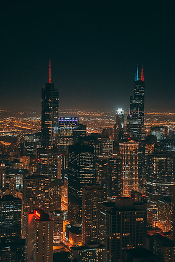 Cities, Building, View From Above, Night City, Skyscrapers, Megapolis, Megalopolis HD phone wallpaper