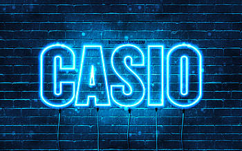 Casio, , with names, Casio name, blue neon lights, Casio Birtay, Happy Birtay Casio, popular italian male names, with Casio name HD wallpaper