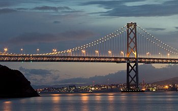 Cities, Sky, Twilight, City, Lights, Dusk, r, San Francisco, Bay Bridge HD wallpaper