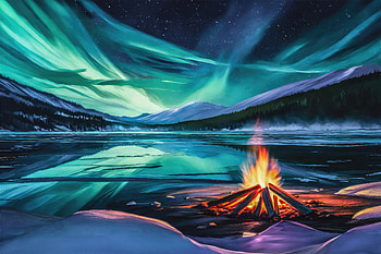 Camping In The North , aurora, northern-lights, artist, artwork, digital-art, deviantart HD wallpaper