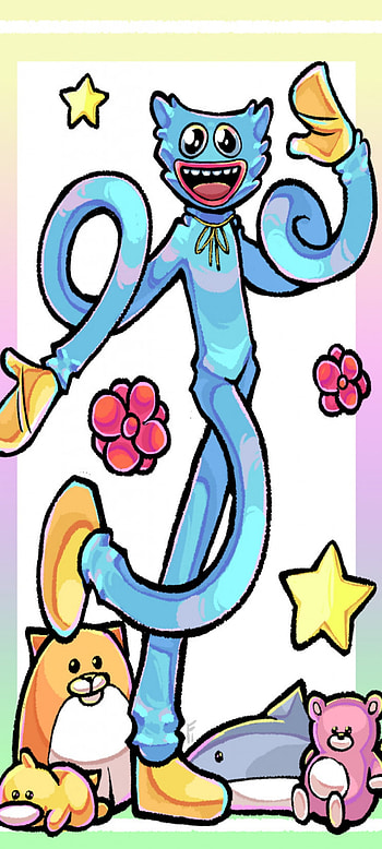 poppy playtime, animado, wuggy, celeste, tierno, huggy, juego, rosa HD phone wallpaper