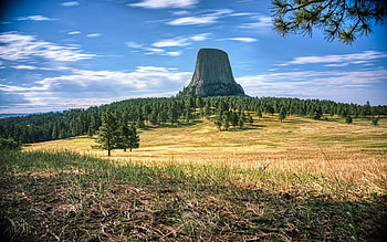 Devils Tower, butte, morning, rock, Bear Lodge Ranger District, Bear Lodge Mountains, Wyoming, USA HD wallpaper