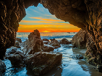 Sunset Beach, Beach, Ocean, Stones, Rocks HD wallpaper