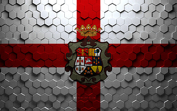 Flag of Huesca, honeycomb art, Huesca hexagons flag, Huesca 3d hexagons art, Huesca flag HD wallpaper