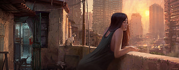 Girl Standing Balcony Bangkok Vibes , alone, balcony, artist, artwork, digital-art, artstation HD wallpaper
