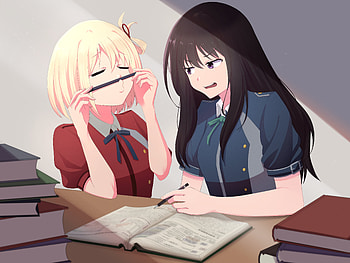 Chisato & Takina, Chisato Nishikigi, Takina Inoue, Anime, Lycoris Recoil HD wallpaper
