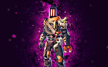 Orange And Black Kitbash, , violet neon lights, Fortnite Battle Royale, Fortnite characters, Orange And Black Kitbash Skin, Fortnite, Orange And Black Kitbash Fortnite HD wallpaper