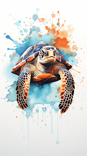 A Watercolor Sea Turtle, turtle, Animal, watercolor, marine life HD phone wallpaper