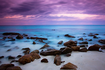 Blue Sea and Purple Sky, sea, sky, nature HD wallpaper