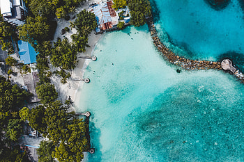 Nature, Beach, View From Above, Ocean, Island, Bungalow HD wallpaper