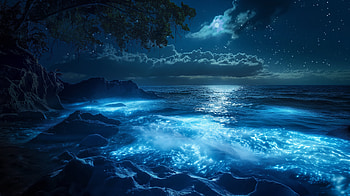 Bioluminescent Ocean Waves Shoreline, ocean, shore, bioluminescence HD wallpaper