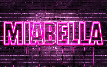Miabella, , with names, female names, Miabella name, purple neon lights, Miabella Birtay, Happy Birtay Miabella, popular italian female names, with Miabella name HD wallpaper