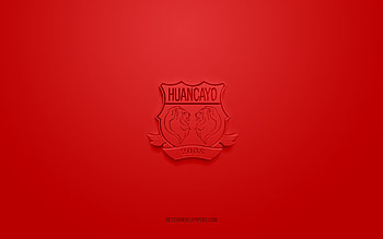 Sport Huancayo, creative 3D logo, red background, Peruvian Primera Division, 3d emblem, Peruvian football club, Huancayo, Peru, 3d art, Liga 1, football, Sport Huancayo 3d logo HD wallpaper