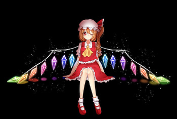 Flandre Scarlet, red dress, crystal wings, blonde HD wallpaper
