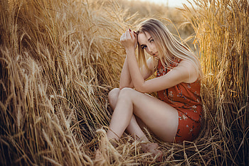 Blonde Girl Wheat Field , blonde, field, girls, model HD wallpaper