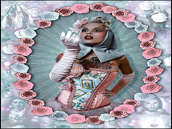 FLOWER FRAMED BEAUTY, blue, pink, flower, frame, faith, hope, pastel colours, woman HD wallpaper