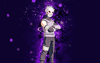 Mask Black Ops Kakashi Hatake, , violet neon lights, Fortnite Battle Royale, Fortnite characters, Mask Black Ops Kakashi Hatake Skin, Fortnite, Mask Black Ops Kakashi Hatake Fortnite HD wallpaper