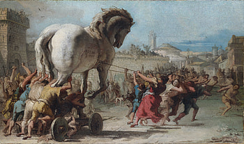 Giovanni Tiepolo - The Procession of the Trojan Horse into Troy (1760), oil painting HD wallpaper