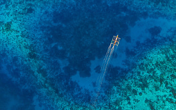Water, Sea, View From Above, Miscellanea, Miscellaneous, Boat, Coral Reefs HD wallpaper