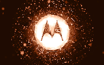 Motorola brown logo, , brown neon lights, creative, brown abstract background, Motorola logo, brands, Motorola HD wallpaper