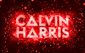 Calvin Harris red logo, , scottish DJs, red neon lights, creative, red abstract background, Adam Richard Wiles, Calvin Harris logo, music stars, Calvin Harris HD wallpaper