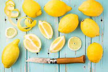 Lemons, wood, lemon, fruit, knife, fresh HD wallpaper