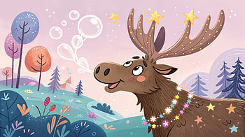Charming Moose: A Whimsical Ultra, moose, cartoon, whimsical, nature HD wallpaper
