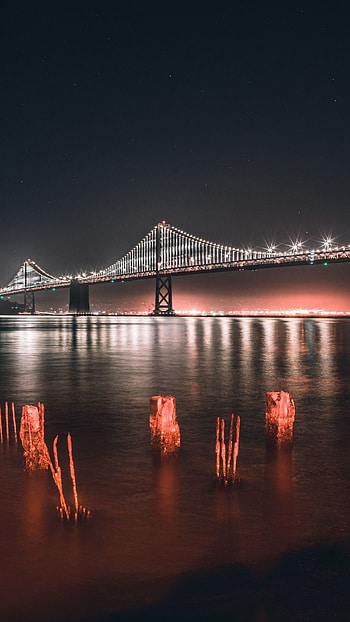 Golden Gate Bridge, Night lights HD phone wallpaper