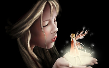 hermosa chica con hada, w, a, d, wa HD wallpaper