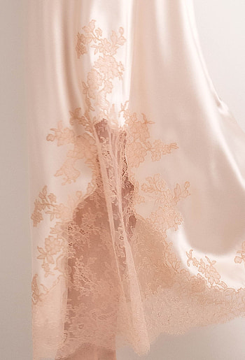 Silk slip dress, Powder color, Caudry lace, Elegant and comfortable HD phone wallpaper