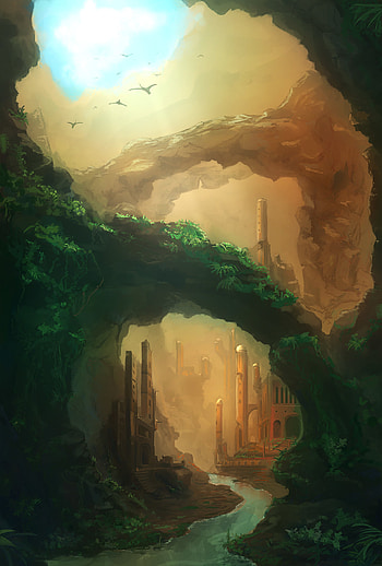 Rivers, Art, Building, Rocks HD phone wallpaper