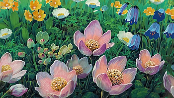 Flowers, meadow, art HD wallpaper