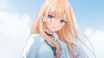 Light Red Eyes Marin Kitagawa Blue Sky Background My Dress-Up Darling HD wallpaper