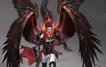 Dark Angel, wings, fantasy, angel, fire, demon, t swck HD wallpaper
