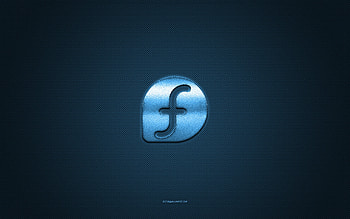Fedora Linux logo, blue shiny logo, Fedora Linux metal emblem, blue carbon fiber texture, Fedora Linux, brands, creative art, Fedora Linux emblem HD wallpaper