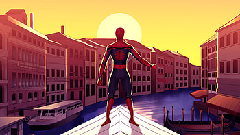 Spiderman In Venice, spiderman, superheroes, artwork, digital-art, art, behance HD wallpaper