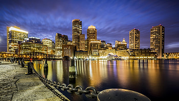 Boston Skyline, Night time beauty HD wallpaper