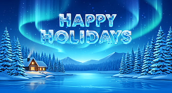 Happy Holidays - Aurora Cabin, Winter Landscape, Aurora Borealis HD wallpaper