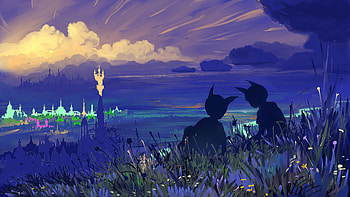 Landscape, Art, Silhouettes, , Drawing, View, Valley HD wallpaper