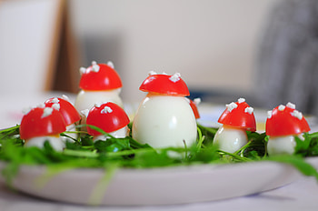 Food, Eggs, Decoration, Tomatoes, Snack HD wallpaper