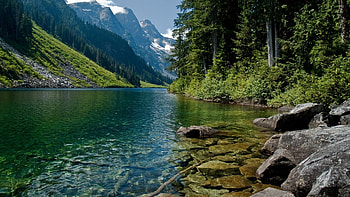 Landscape, Rivers, Trees, Mountains HD wallpaper