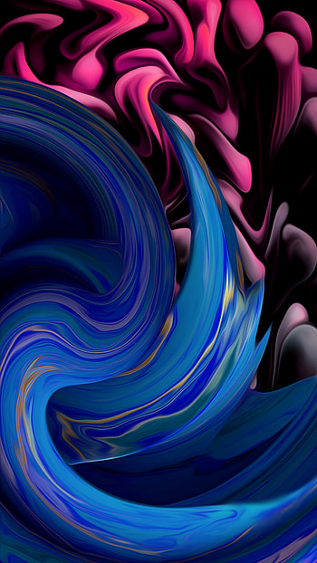 Curves, fluid, blue-pink, abstract HD phone wallpaper