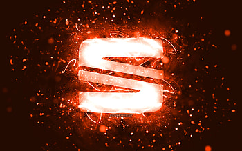 Seat orange logo, , orange neon lights, creative, orange abstract background, Seat logo, cars brands, Seat HD wallpaper