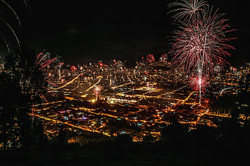 Dark, celebration, night, fireworks, city HD wallpaper