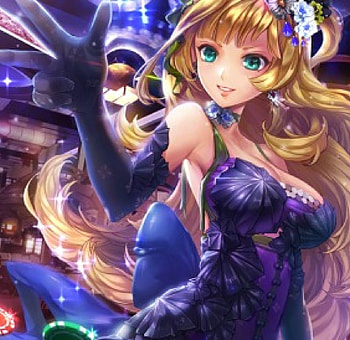 Casino Night, blue, necklace, long hair, casino, dress, beauty, lady, blonde hair, female, girl, gloves, beautiful, woman, anime girl, anime, pretty, lights, lovely HD wallpaper