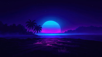 Retro Neon Synthwave Sunset View , retro, sunset, synthwave, nature, artist, artwork, art, digital-art, ai, deviantart HD wallpaper