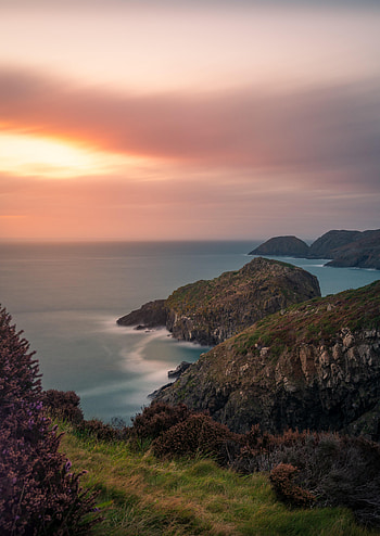 Nature, Grass, Sea, Rocks, Horizon, Coast HD phone wallpaper